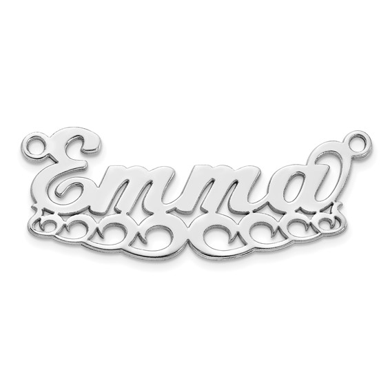 14k White Gold Wave Name Plate