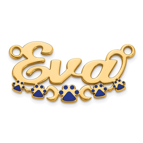 Sterling Silver/Gold-Plated Epoxy Paw Print Name Plate