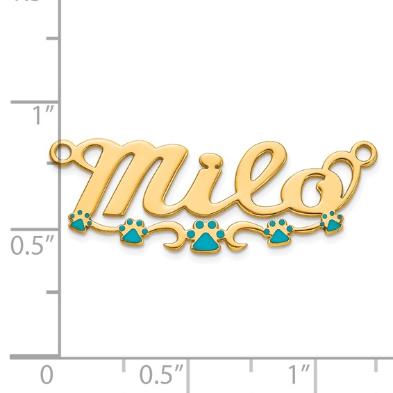 Sterling Silver/Gold-Plated Epoxy Paw Print Name Plate