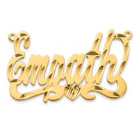 14K Yellow Gold Diamond-cut Heart Name Plate view 4
