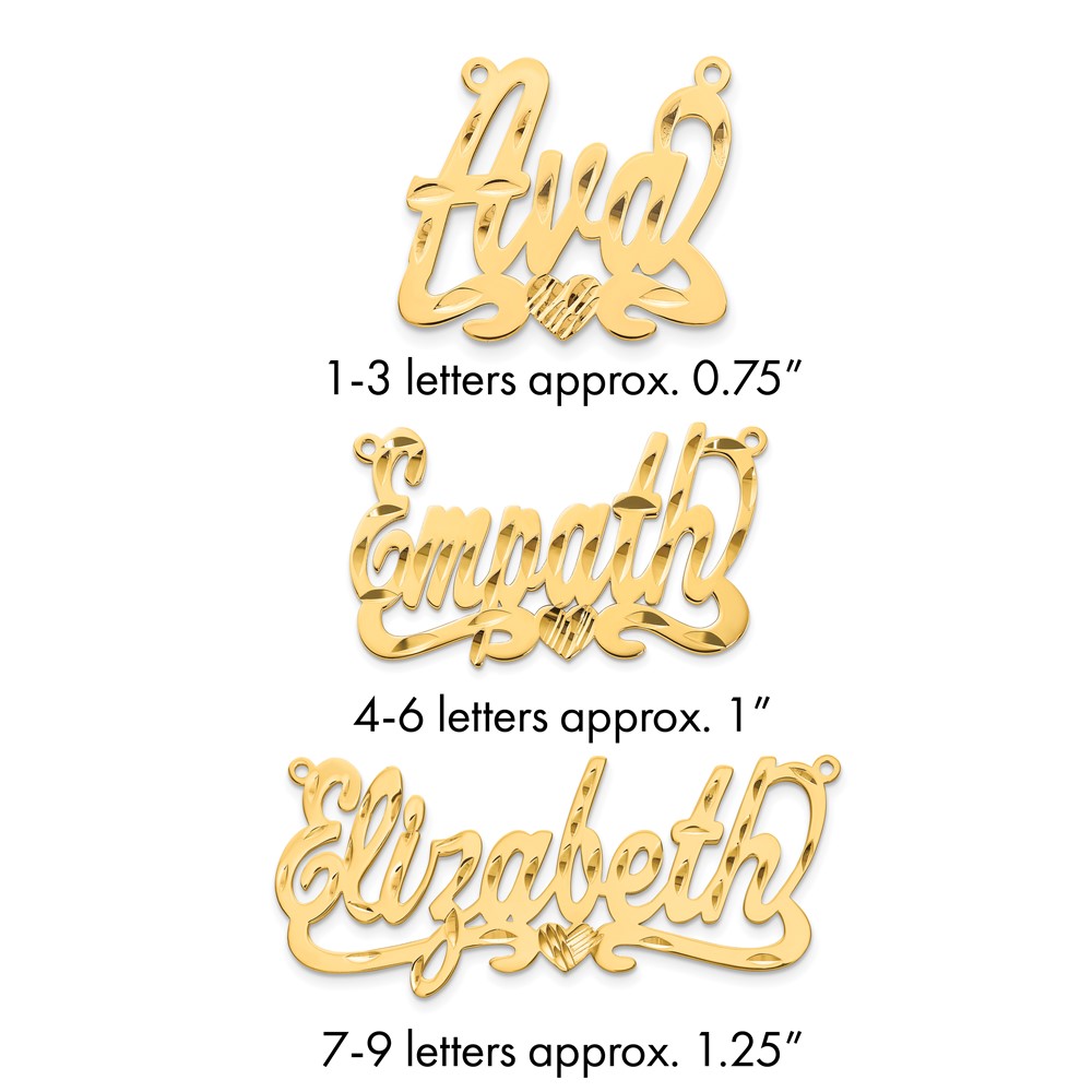 14K Yellow Gold Diamond-cut Heart Name Plate