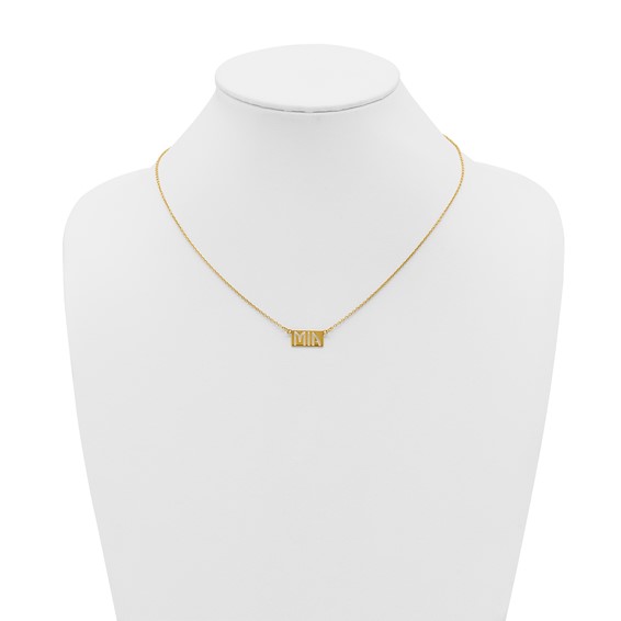 sterling Silver/Gold-plated 1-3 Letter cut-out Name Bar Necklace