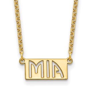 sterling Silver/Gold-plated 1-3 Letter cut-out Name Bar Necklace