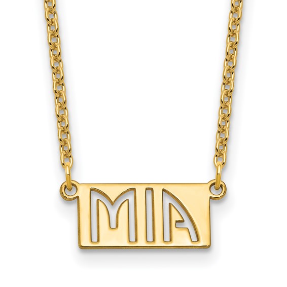 sterling Silver/Gold-plated 1-3 Letter cut-out Name Bar Necklace