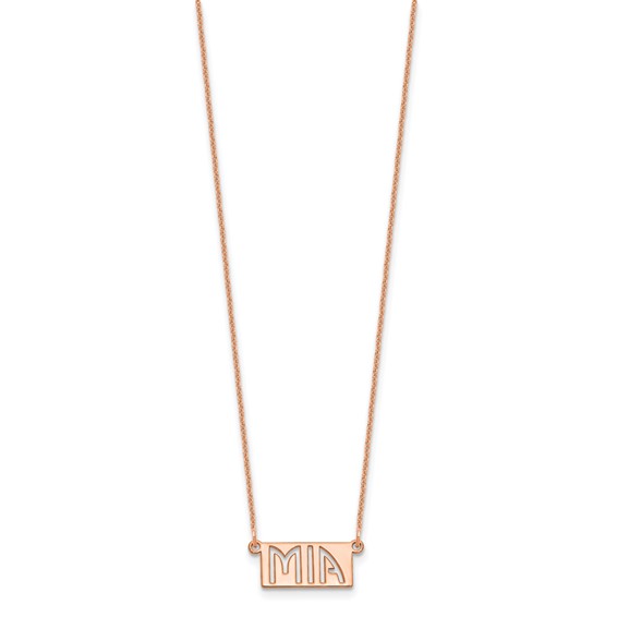 14k Rose Gold 1-3 Letter cut-out Name Bar Necklace