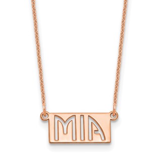 14k Rose Gold 1-3 Letter cut-out Name Bar Necklace