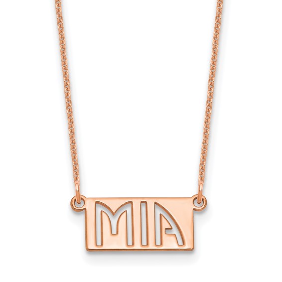 14k Rose Gold 1-3 Letter cut-out Name Bar Necklace