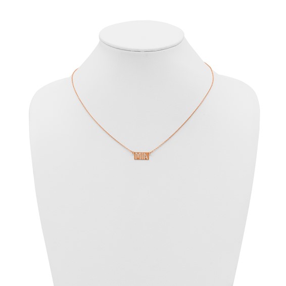 Sterling Silver/Rose-gold 1-3 Letter cut-out Name Bar Necklace