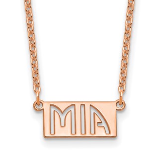Sterling Silver/Rose-gold 1-3 Letter cut-out Name Bar Necklace