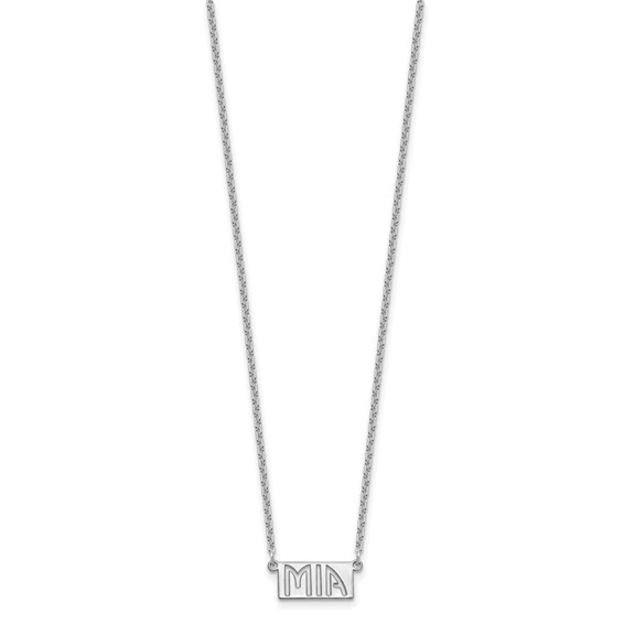 SS/Rhodium-plated 1-3 Letter cut-out Name Bar Necklace