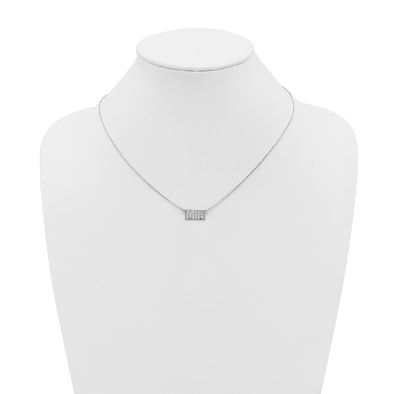SS/Rhodium-plated 1-3 Letter cut-out Name Bar Necklace