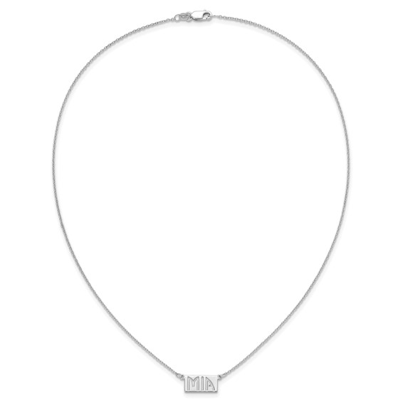 SS/Rhodium-plated 1-3 Letter cut-out Name Bar Necklace