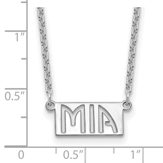 SS/Rhodium-plated 1-3 Letter cut-out Name Bar Necklace