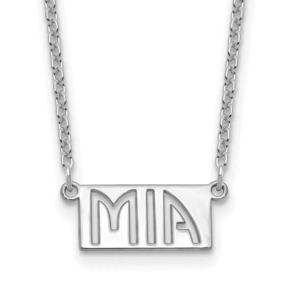 SS/Rhodium-plated 1-3 Letter cut-out Name Bar Necklace