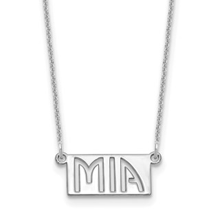 14k White Gold 1-3 Letter cut-out Name Bar Necklace