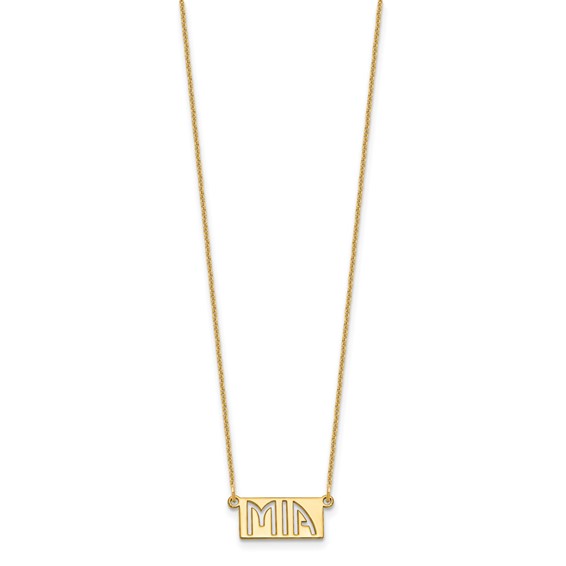 14k Yellow Gold 1-3 Letter cut-out Name Bar Necklace