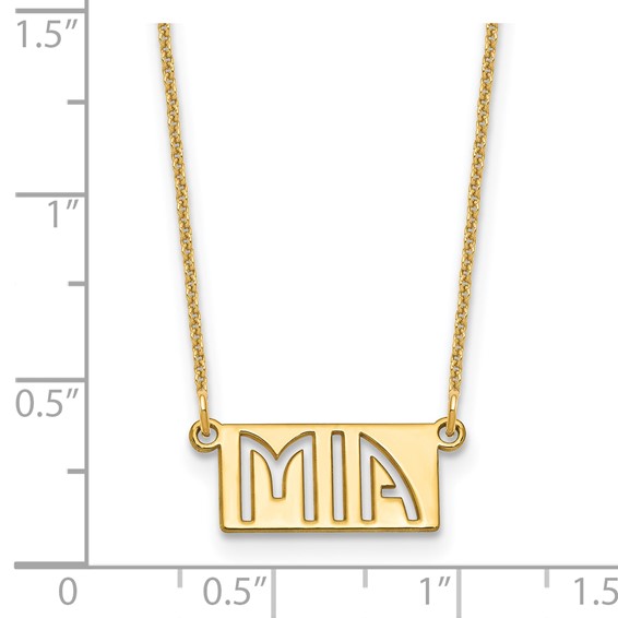 14k Yellow Gold 1-3 Letter cut-out Name Bar Necklace