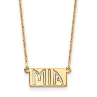 14k Yellow Gold 1-3 Letter cut-out Name Bar Necklace