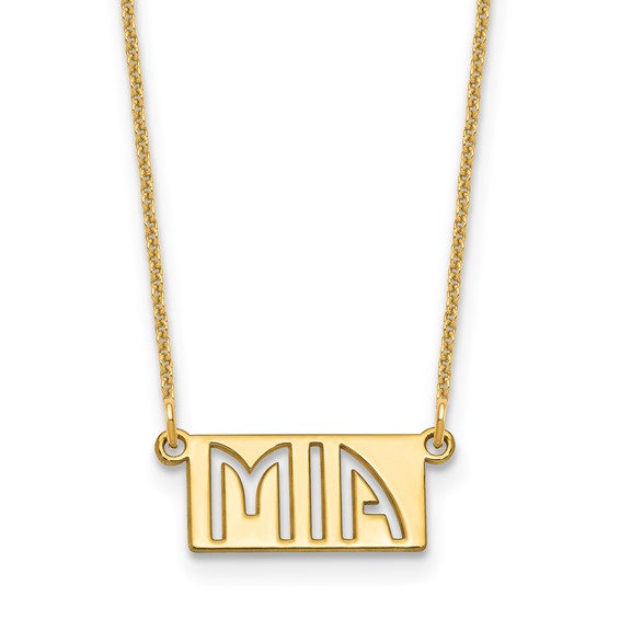 14k Yellow Gold 1-3 Letter cut-out Name Bar Necklace