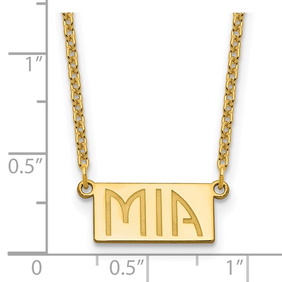 14k Sterling Silver/Gold-plated 1-3 Letter Name Bar Necklace