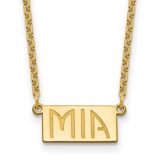 14k Sterling Silver/Gold-plated 1-3 Letter Name Bar Necklace