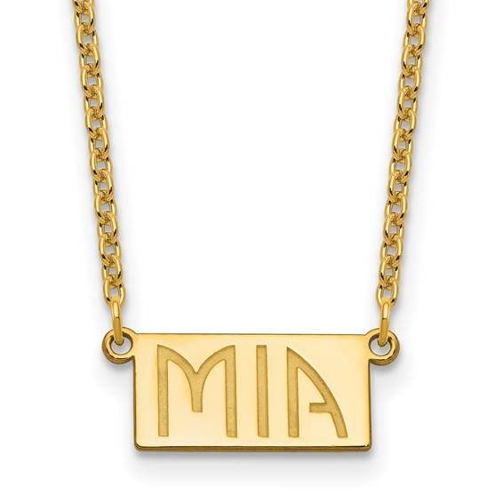 14k Sterling Silver/Gold-plated 1-3 Letter Name Bar Necklace