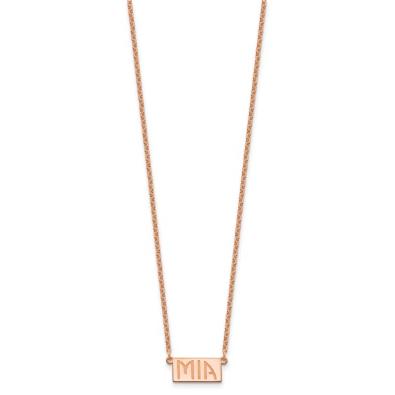 Sterling Silver/Rose-plated 1-3 Letter Name Bar Necklace