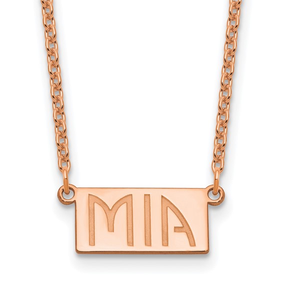 Sterling Silver/Rose-plated 1-3 Letter Name Bar Necklace
