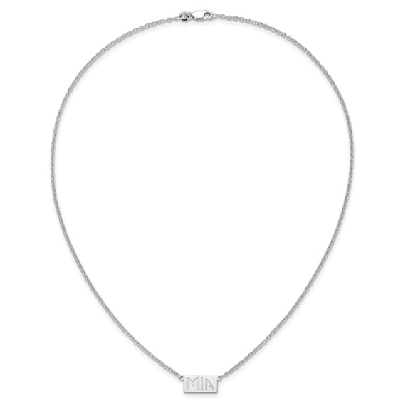 Sterling Silver/Rhodium-plated 1-3 Letter Name Bar Necklace