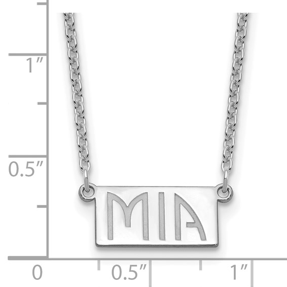 Sterling Silver/Rhodium-plated 1-3 Letter Name Bar Necklace