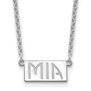 Sterling Silver/Rhodium-plated 1-3 Letter Name Bar Necklace