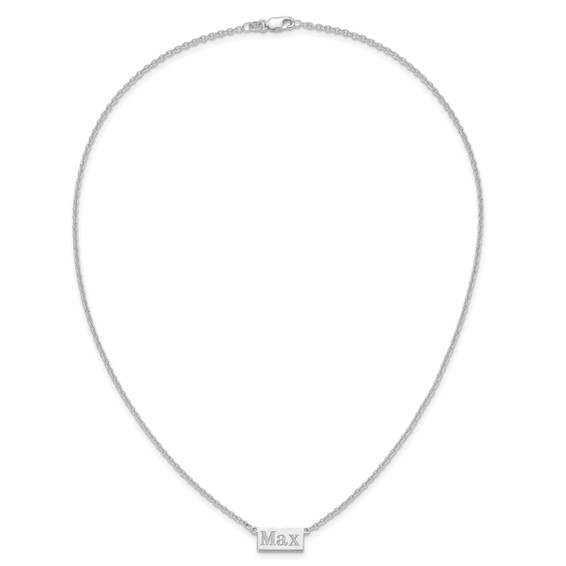 Sterling Silver/Rhodium-plated 1-3 Letter Name Bar Necklace