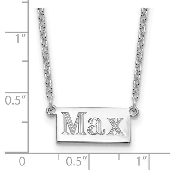 Sterling Silver/Rhodium-plated 1-3 Letter Name Bar Necklace