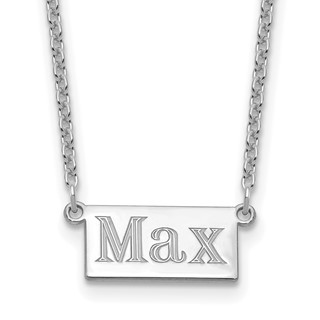Sterling Silver/Rhodium-plated 1-3 Letter Name Bar Necklace