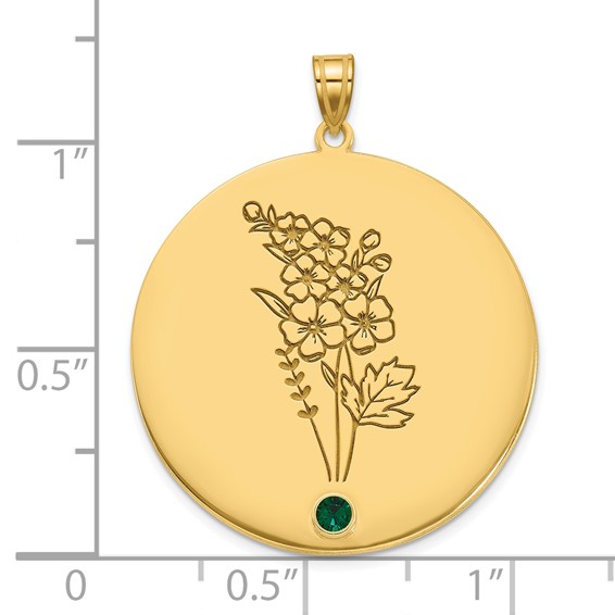 SS/Gold-Plated Circle w/1 Birth Flower and Birthstone Pendant