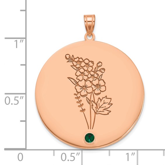 SS/Rose-plated Circle w/1 Birth Flower and Birthstone Pendant