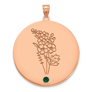 SS/Rose-plated Circle w/1 Birth Flower and Birthstone Pendant