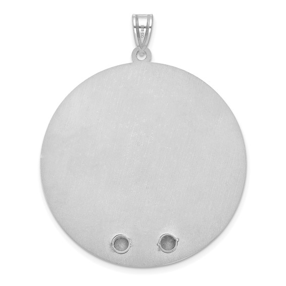 SS/Rhod-plated Circle w/2 Birth Flower and Birthstone Pendant