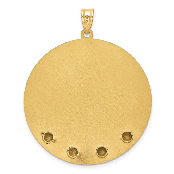 14k Yellow Gold Circle w/4 Birth Flower and Birthstone Pendant