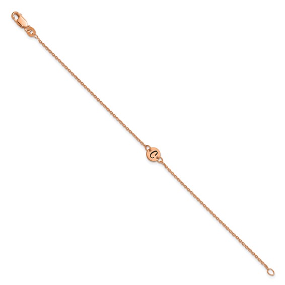 SS/Rose-plated Brushed 1 Station Disc with Epoxy Initial Bracelet