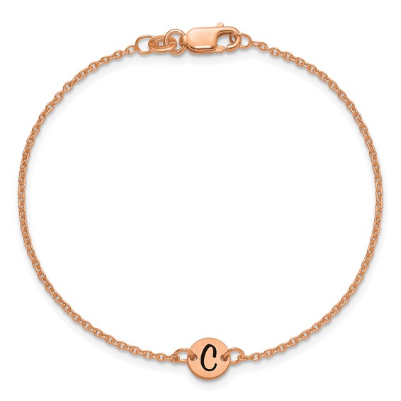 SS/Rose-plated Brushed 1 Station Disc with Epoxy Initial Bracelet