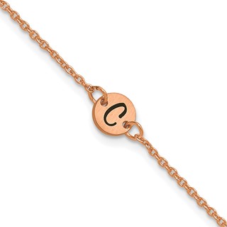 SS/Rose-plated Brushed 1 Station Disc with Epoxy Initial Bracelet