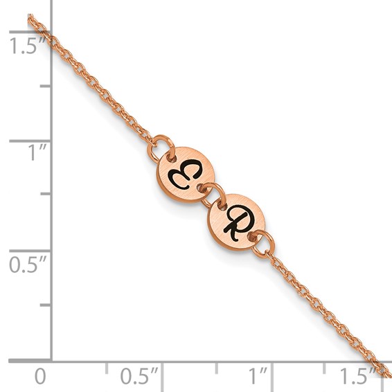SS/Rose-plated Brushed 2 Station Disc with Epoxy Initial Bracelet