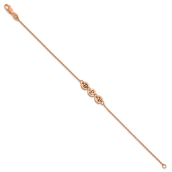 SS/Rose-plated Brushed 3 Station Disc with Epoxy Initial Bracelet