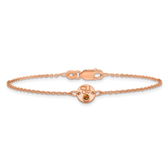 SS/Rose-plated 1 Disc with Initial and Birthstone Bracelet