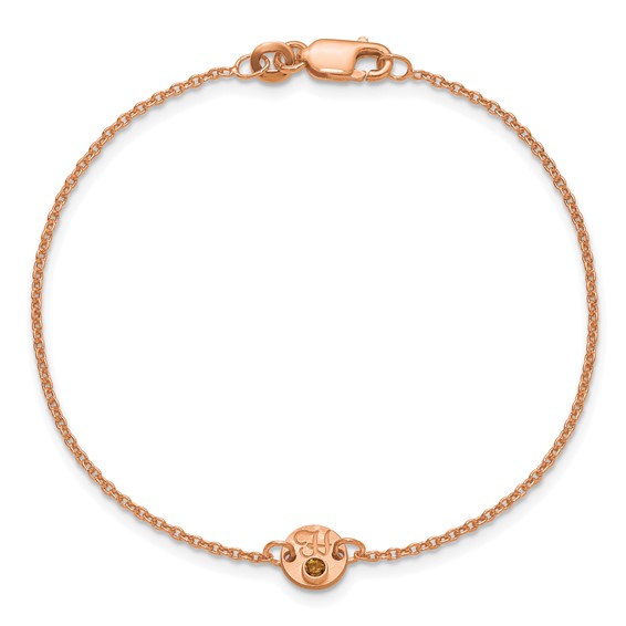 SS/Rose-plated 1 Disc with Initial and Birthstone Bracelet