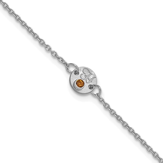 14k White Gold 1 Disc with Initial and Birthstone Bracelet