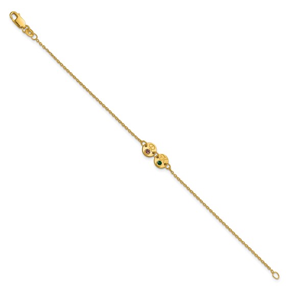 SS/Gold-plated 2 Disc with Initial and Birthstone Bracelet