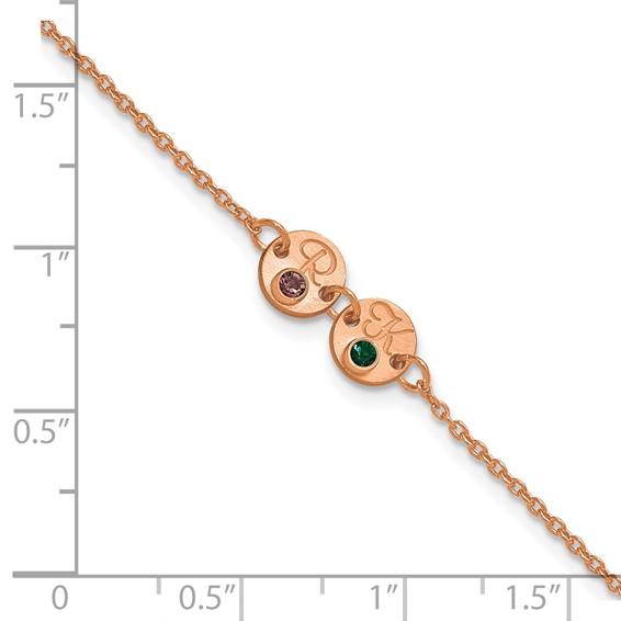 SS/Rose-plated 2 Disc with Initial and Birthstone Bracelet