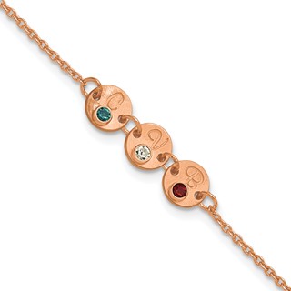 SS/Rose-plated 3 Disc with Initial and Birthstone Bracelet